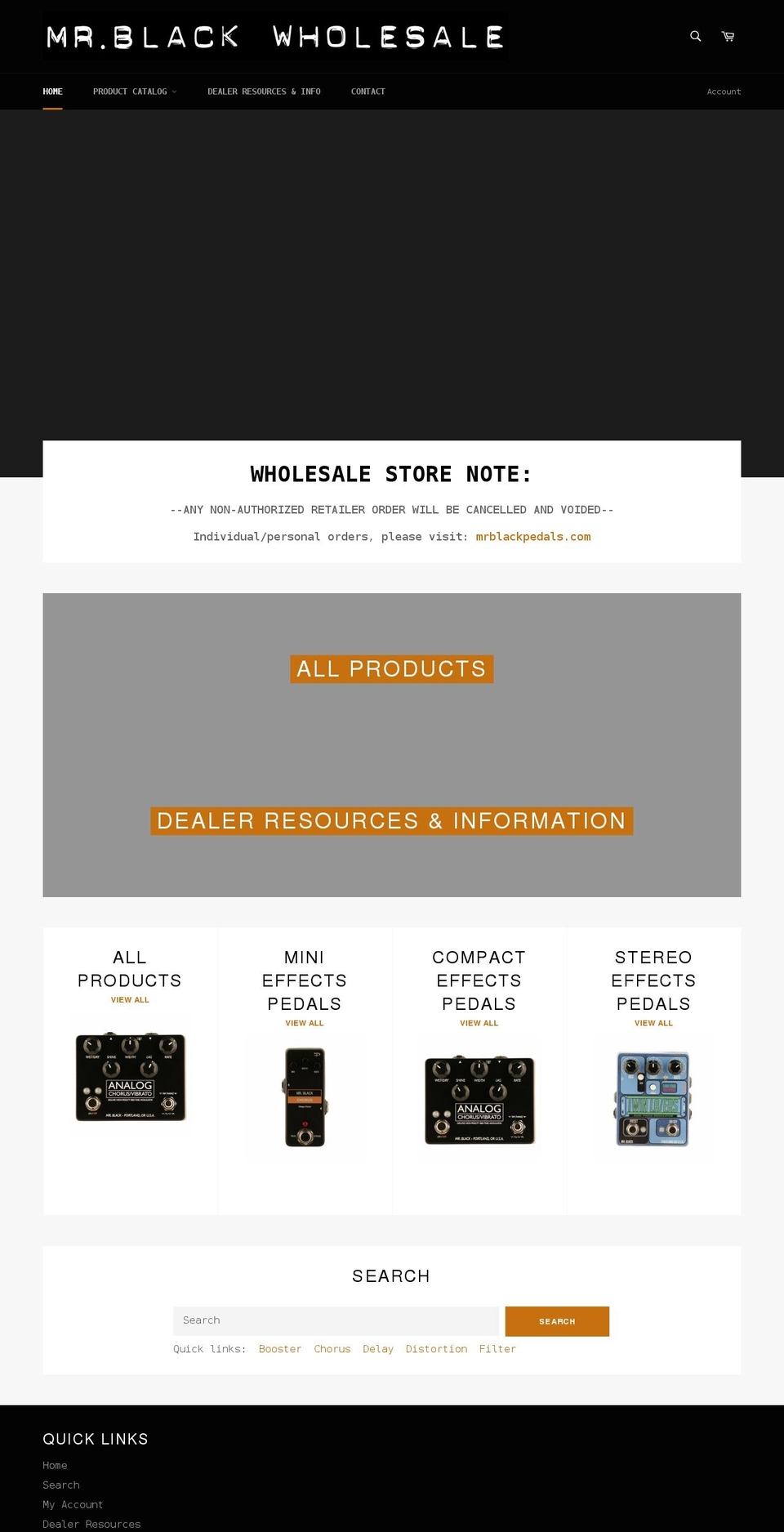 wholesale-mrblackpedals.com shopify website screenshot