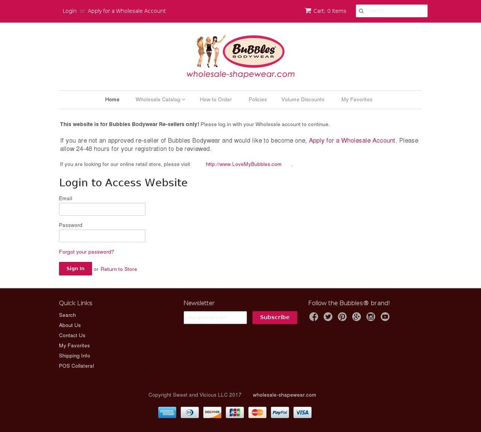 wholesale-shapewear.com shopify website screenshot