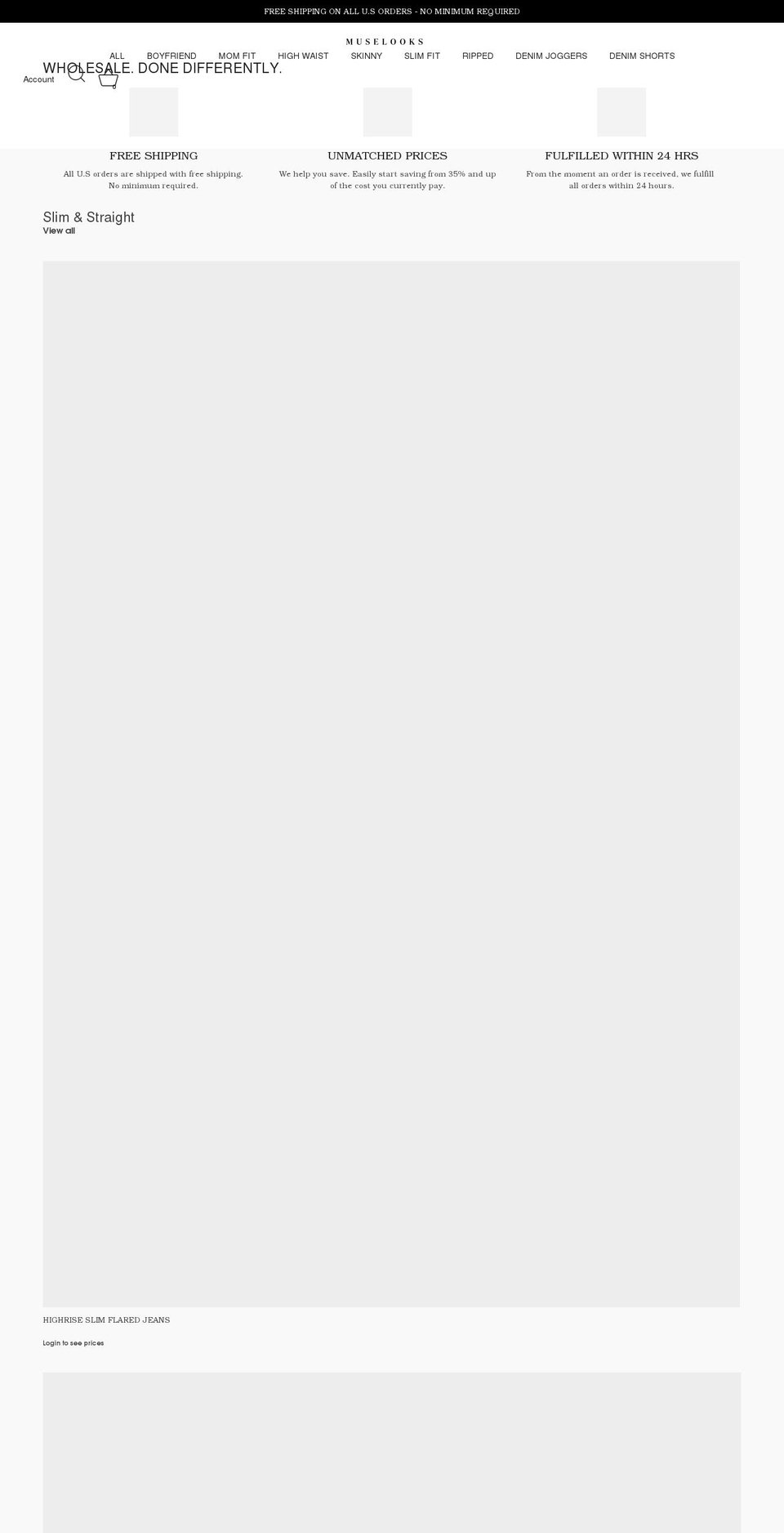 wholesale.muselooks.com shopify website screenshot