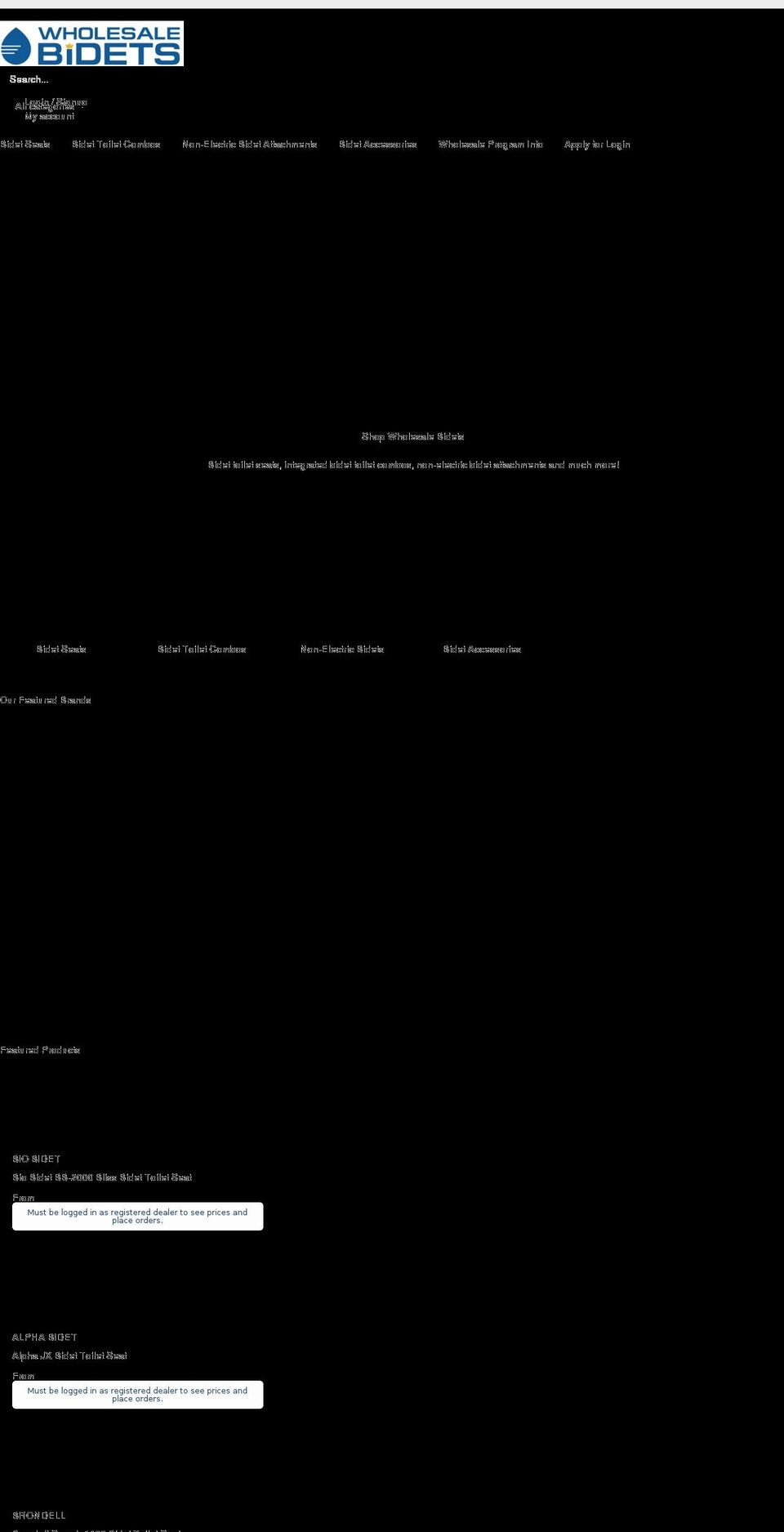 wholesalebidets.com shopify website screenshot