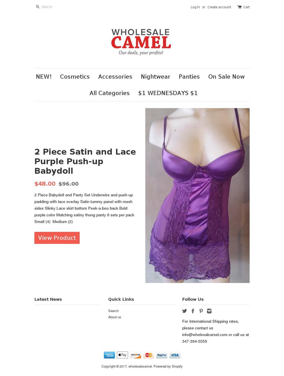 wholesalecamel.com shopify website screenshot