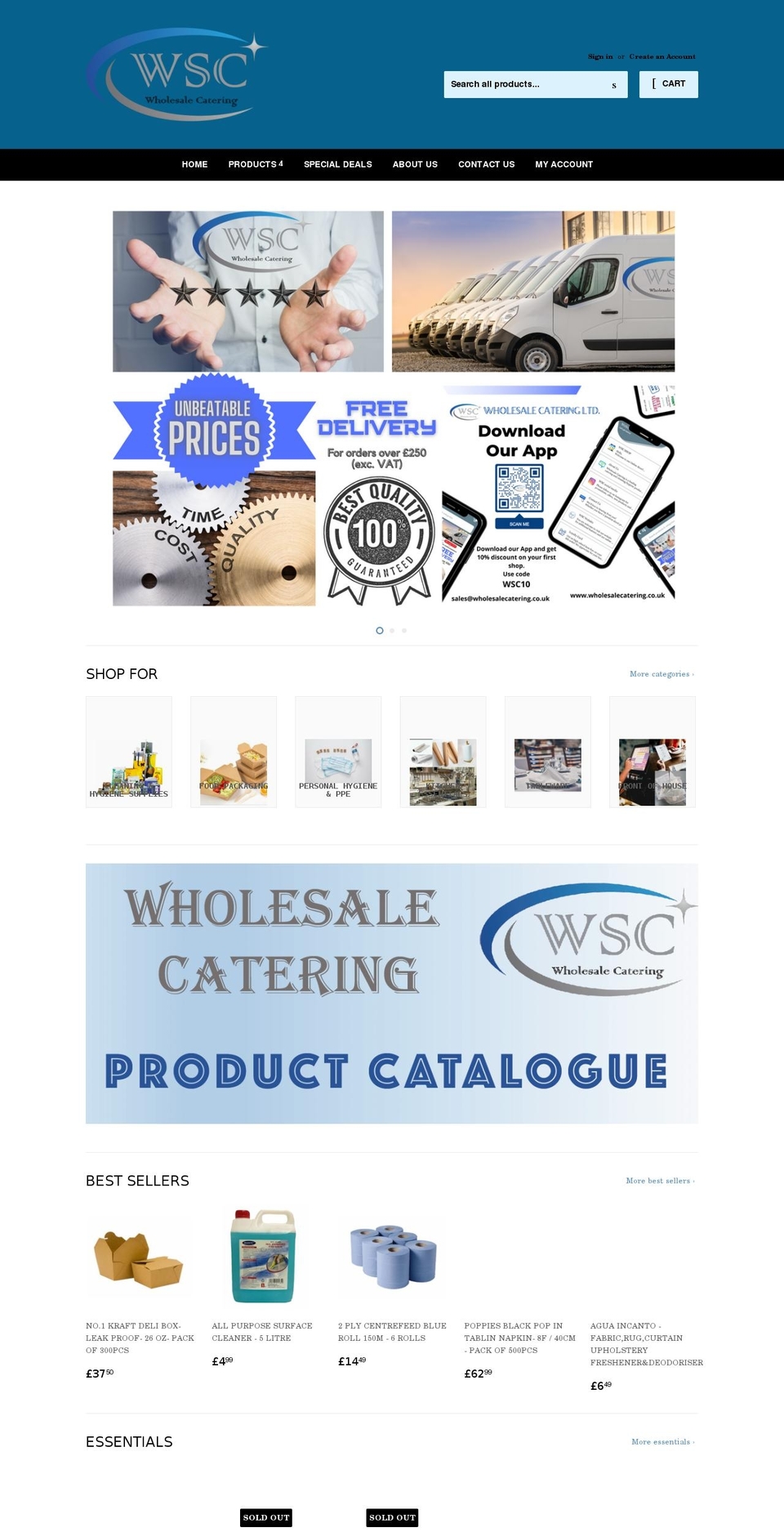 wholesalecatering.co.uk shopify website screenshot