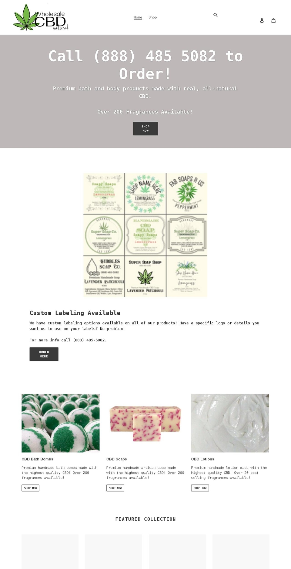 wholesalecbdnatural.com shopify website screenshot