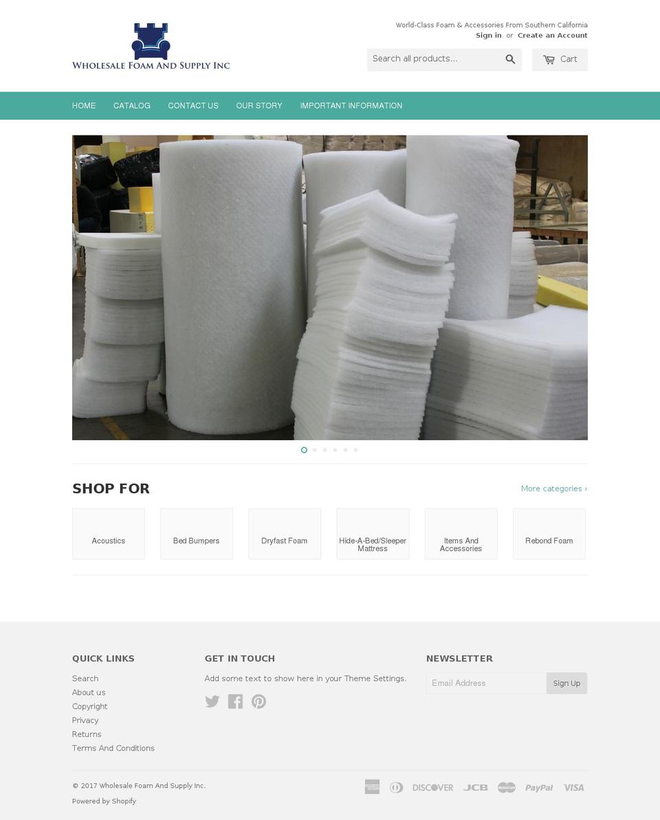 wholesalefoamandsupply.com shopify website screenshot