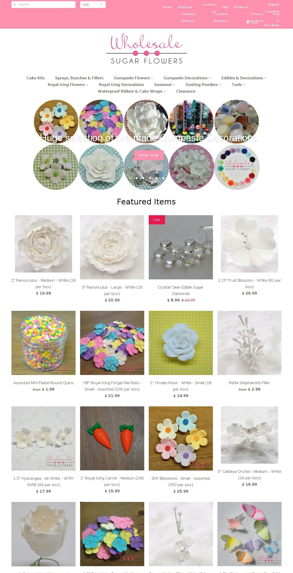 wholesalegumpasteflowers.com shopify website screenshot
