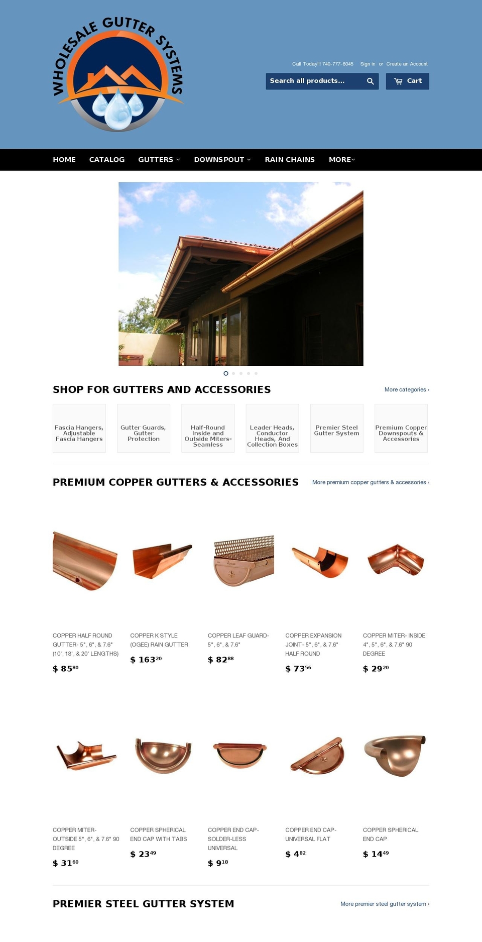 wholesaleguttersystems.com shopify website screenshot