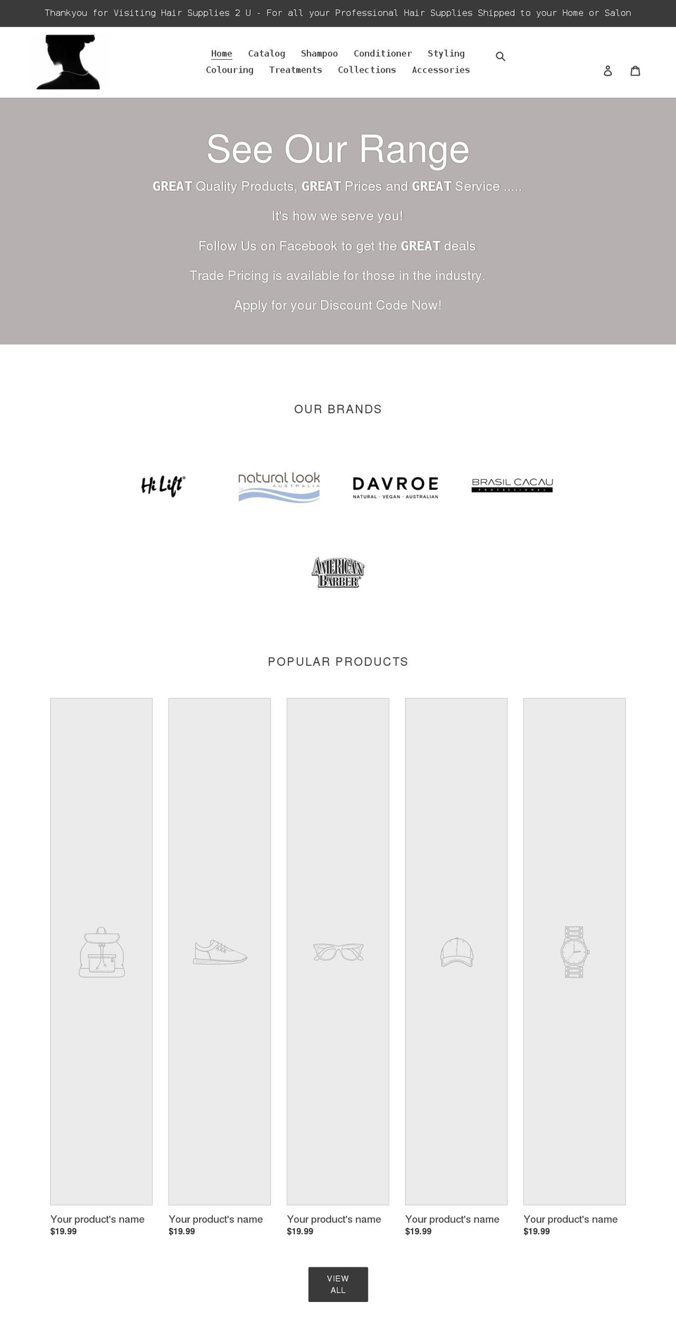 wholesalehairsupplies.com.au shopify website screenshot