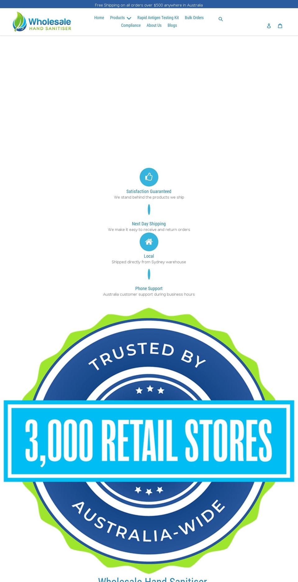 wholesalehandsanitiser.com.au shopify website screenshot