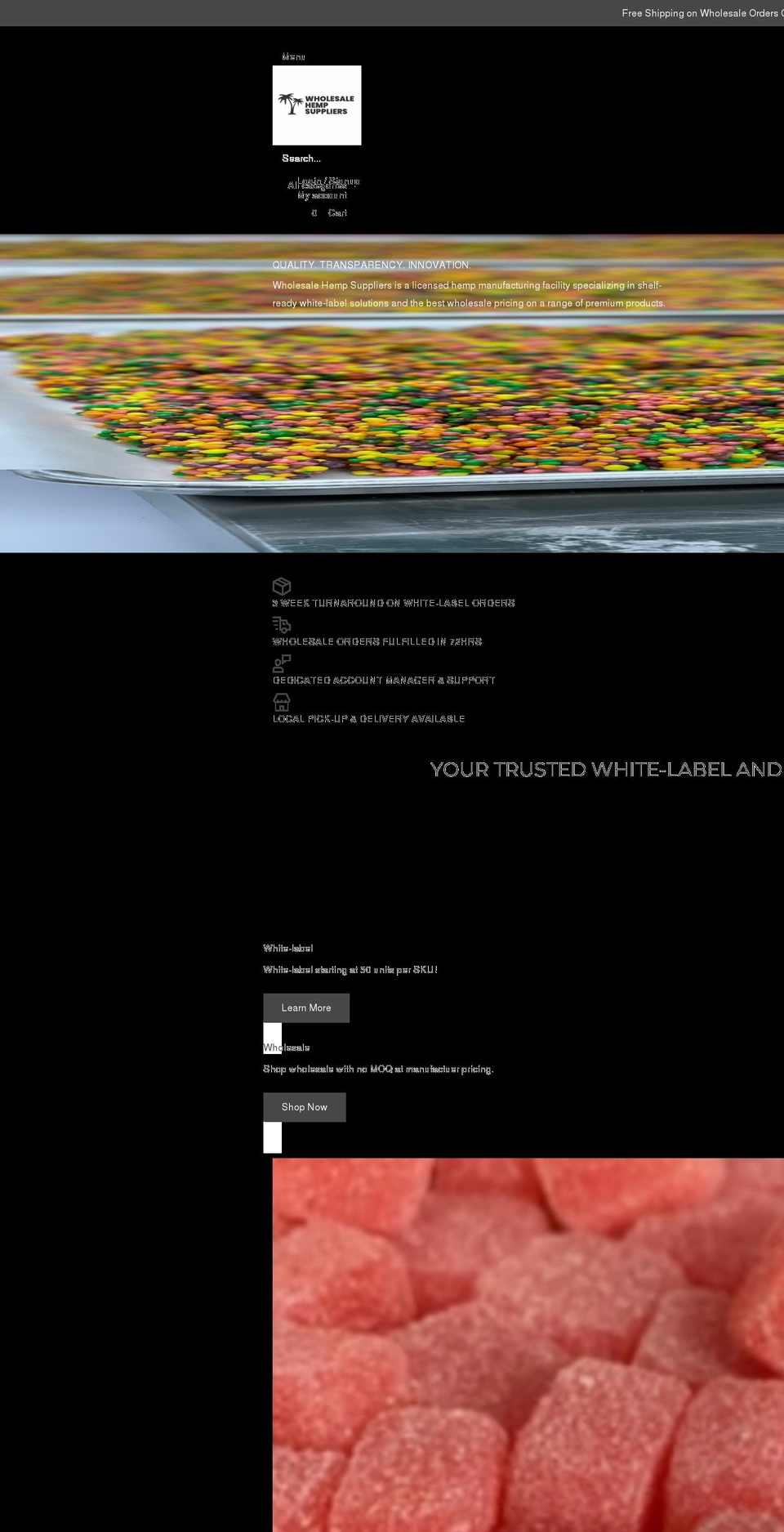 wholesalehempsuppliers.com shopify website screenshot