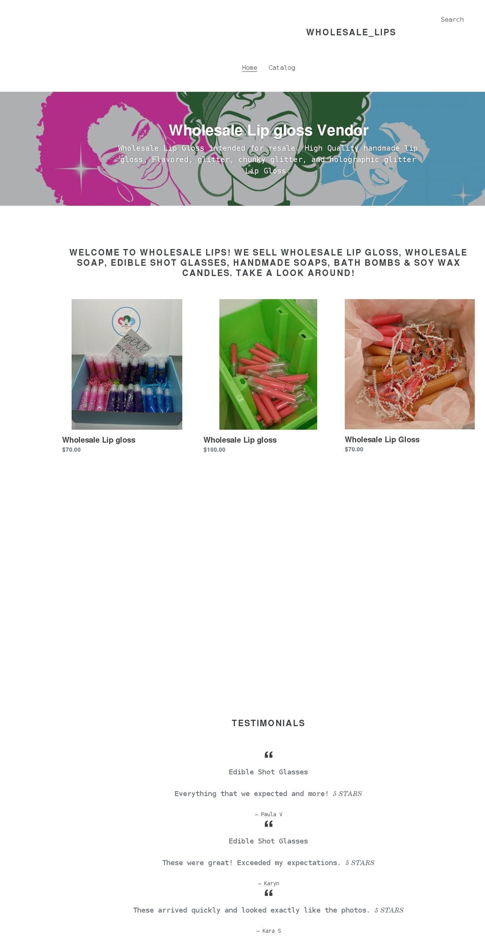 wholesalelips.com shopify website screenshot