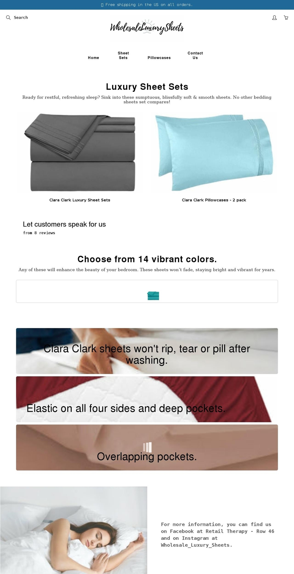wholesaleluxurysheets.com shopify website screenshot
