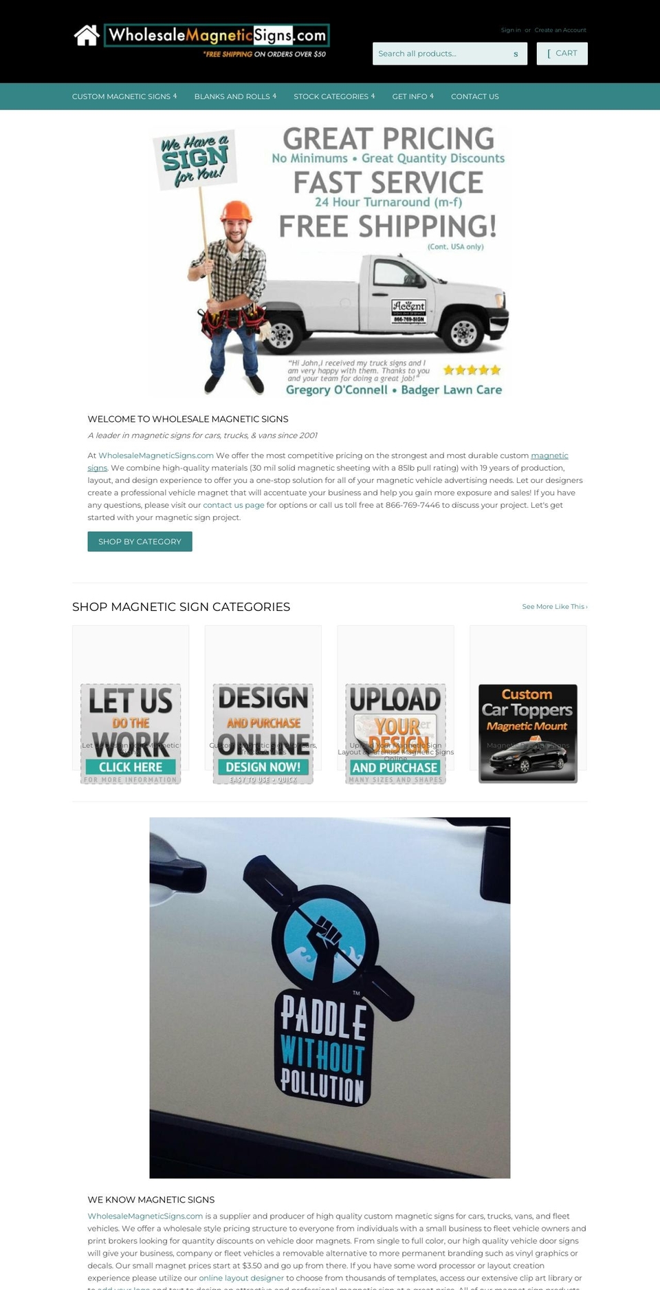 wholesalemagneticsigns.com shopify website screenshot