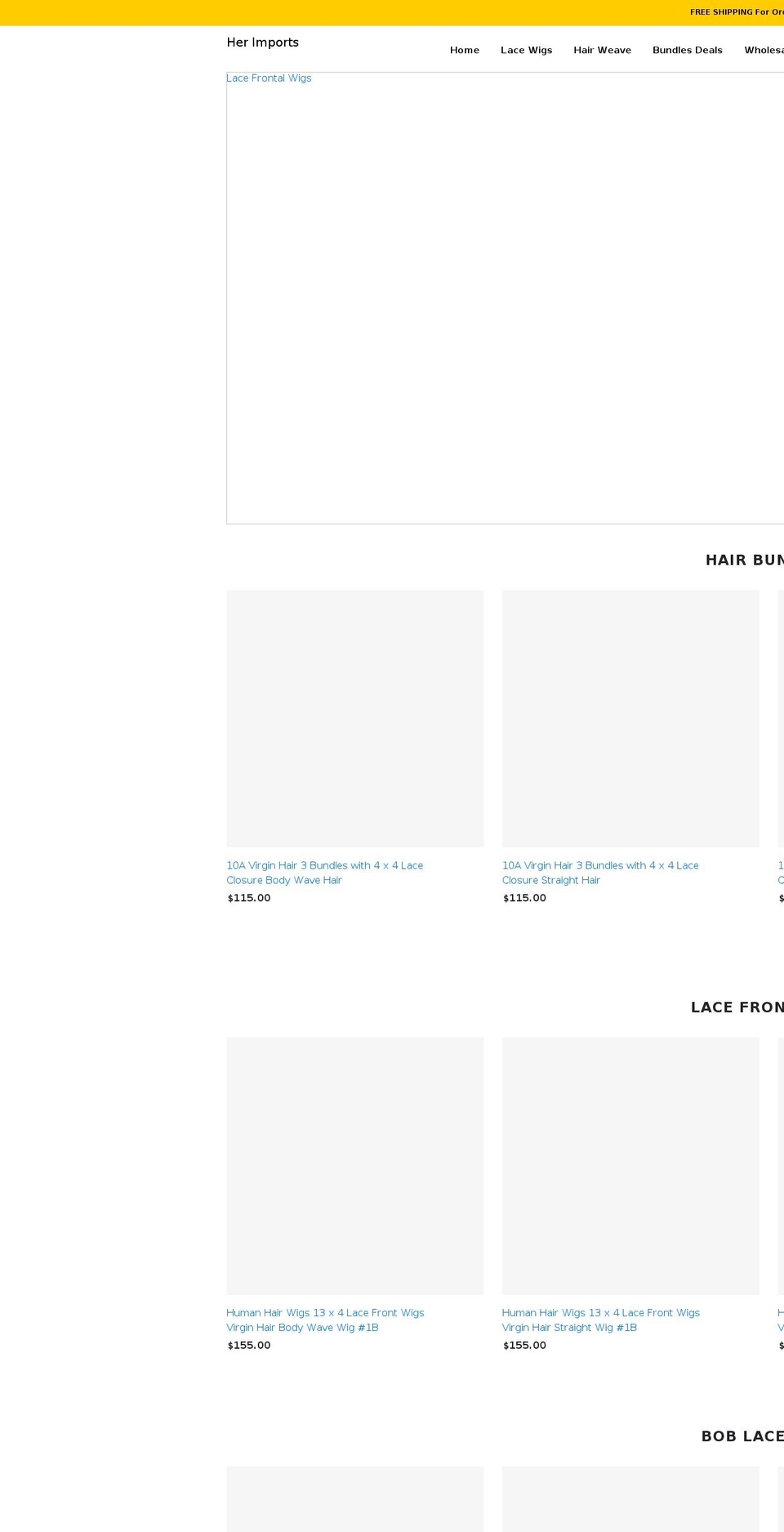 Herimports Shopify theme site example wholesaleminkhairvendors.com