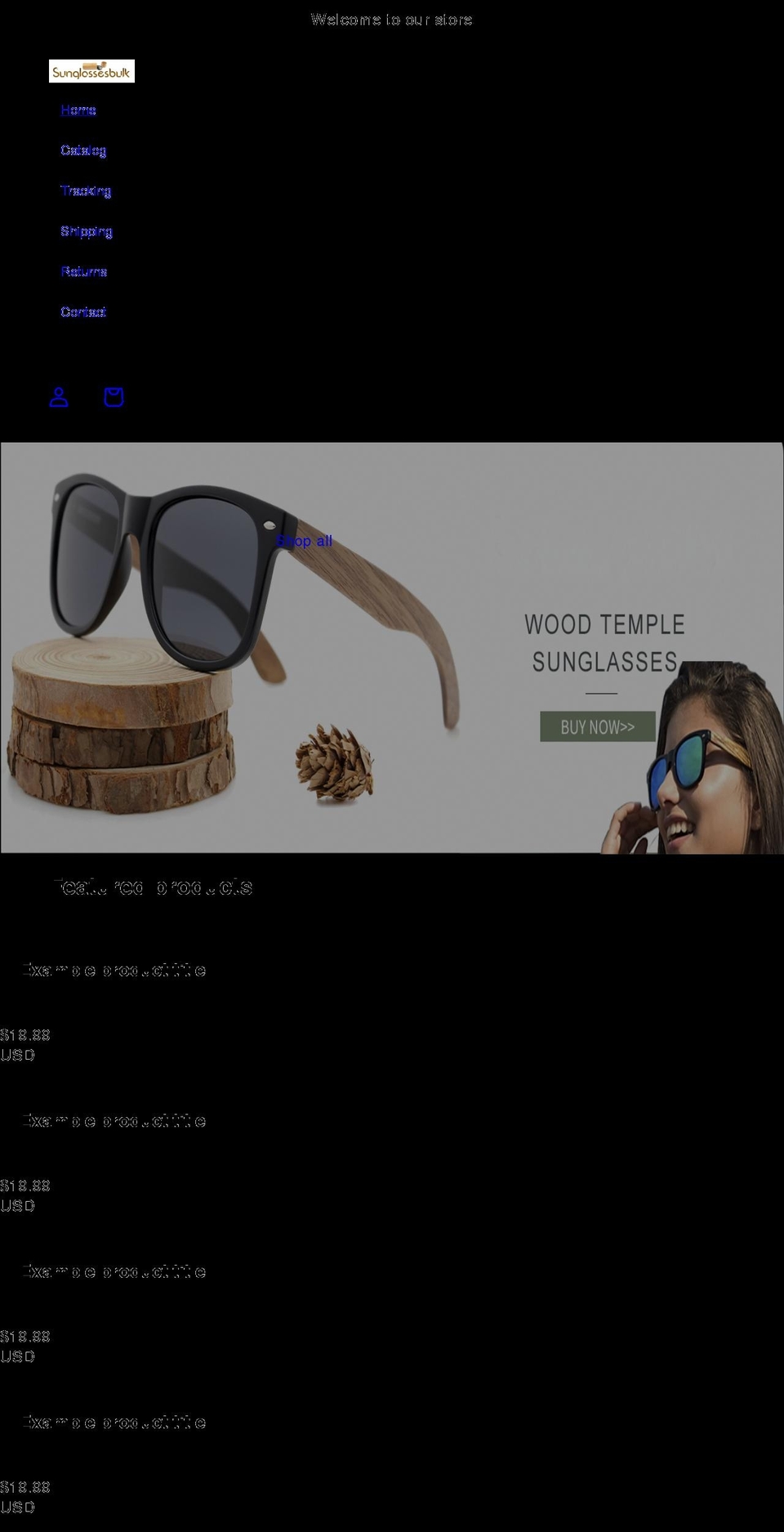 wholesalesunglassesbulk.com shopify website screenshot