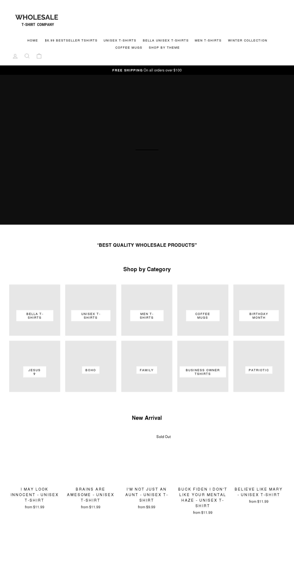 wholesaletshirtcompany.com shopify website screenshot
