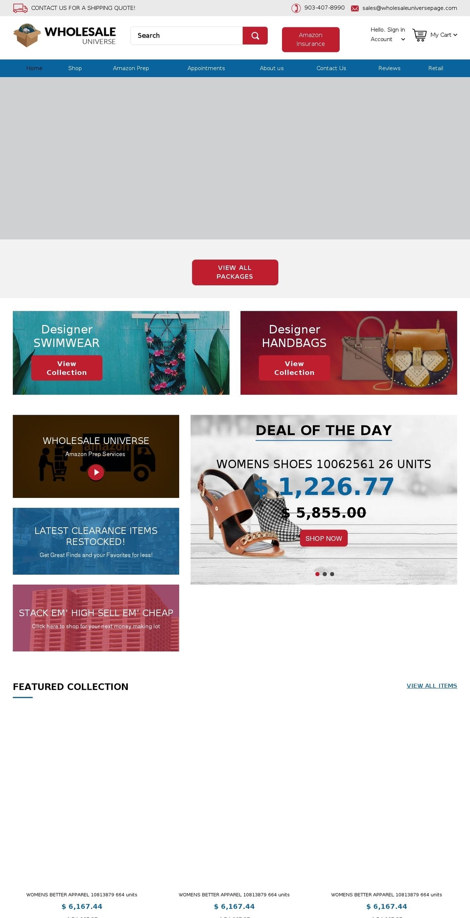 wholesaleuniversepage.com shopify website screenshot