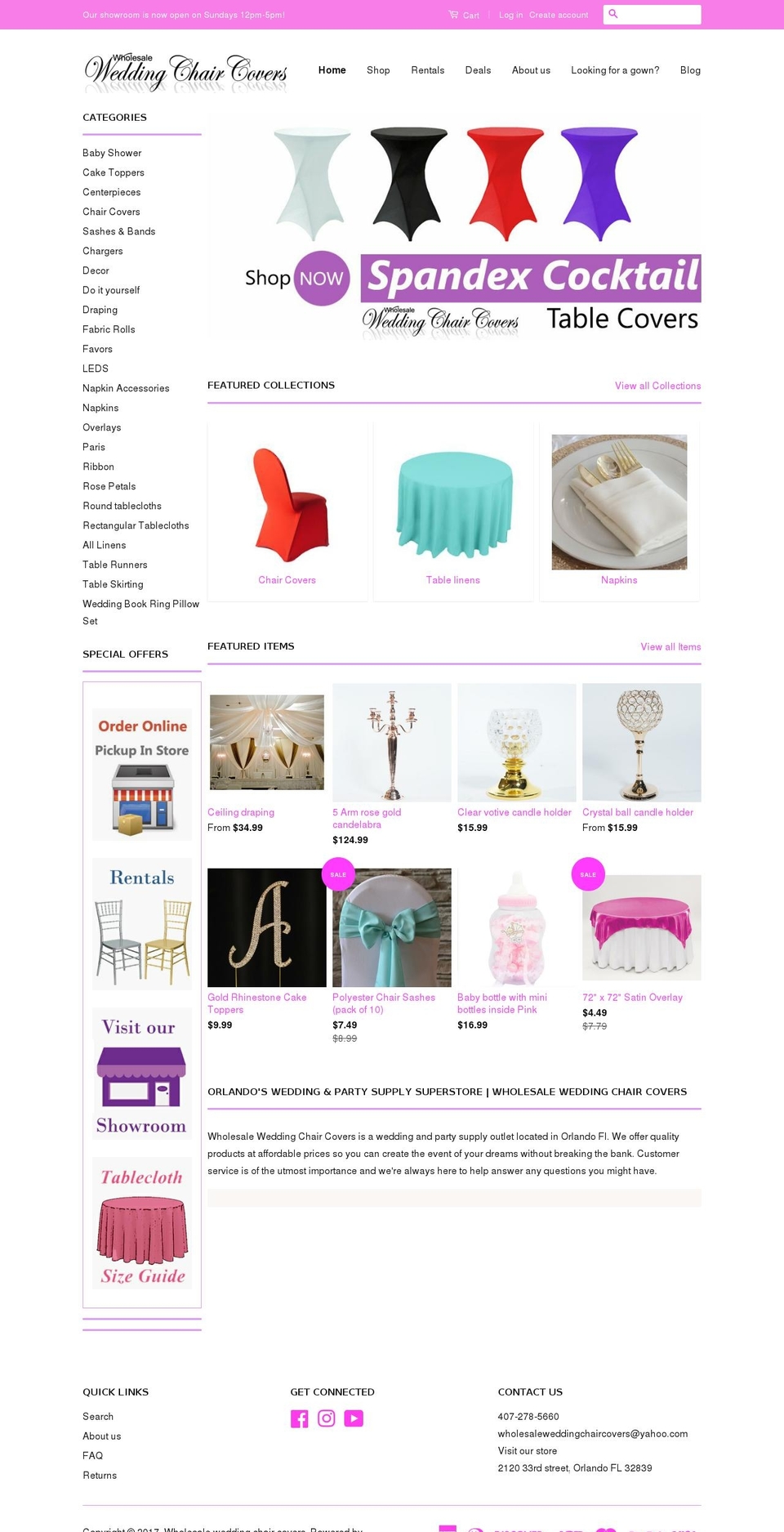 classic Shopify theme site example wholesaleweddingchaircovers.com
