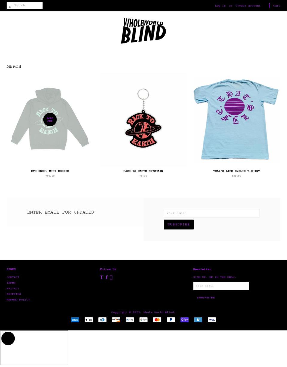 wholeworldblind.com shopify website screenshot