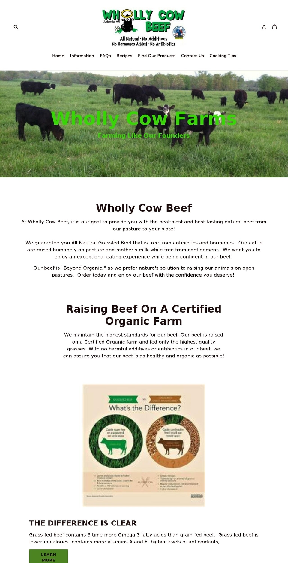 whollycowfarms.com shopify website screenshot