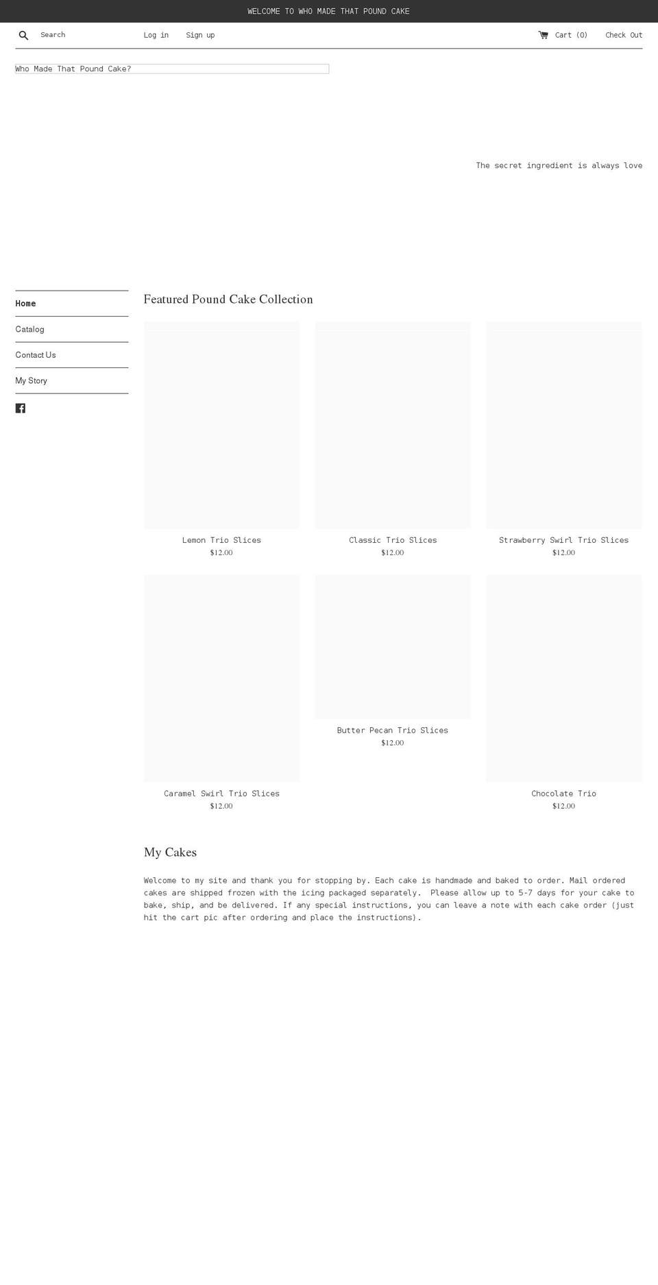 whomadethatpoundcake.com shopify website screenshot