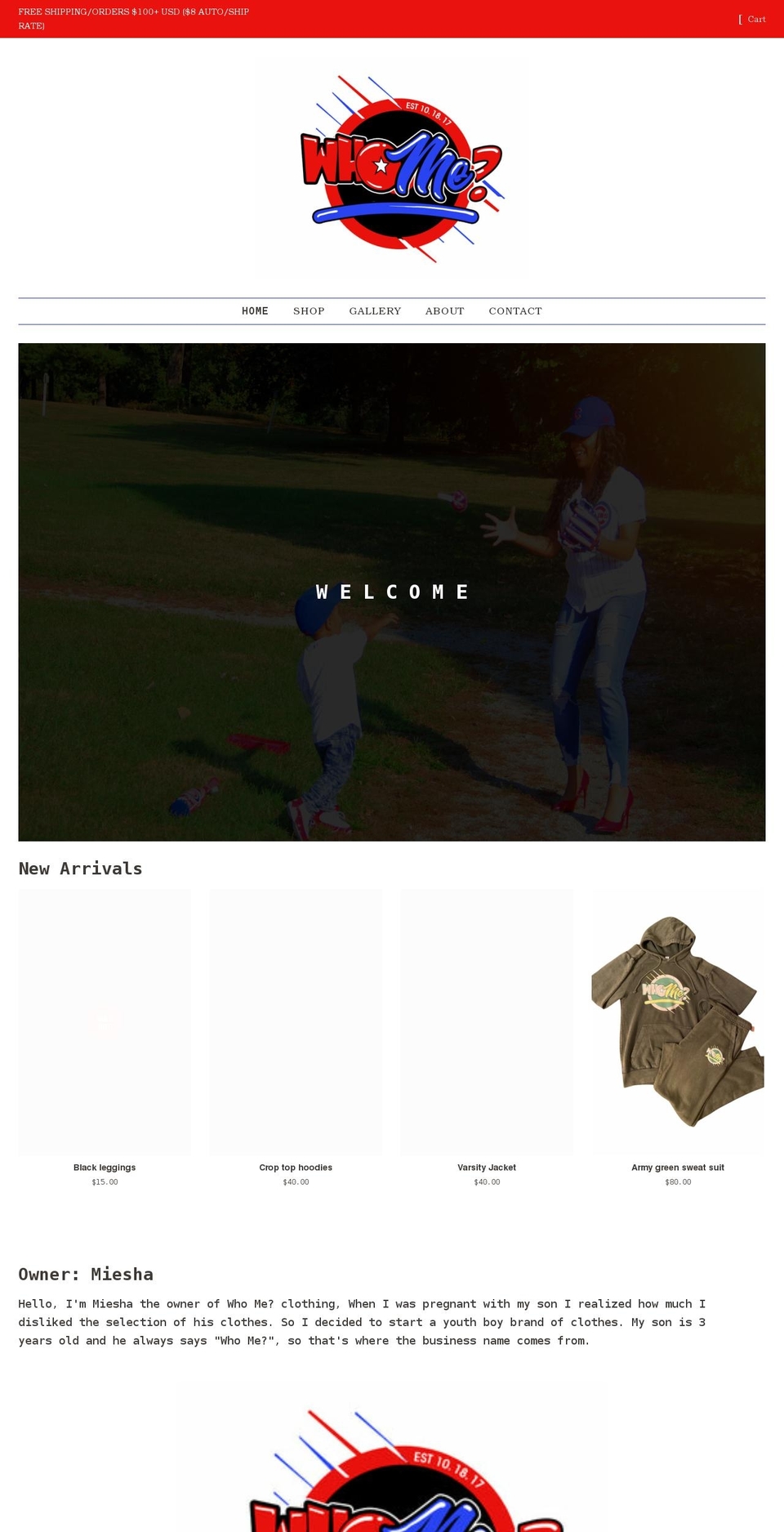 whomeclothing.com shopify website screenshot