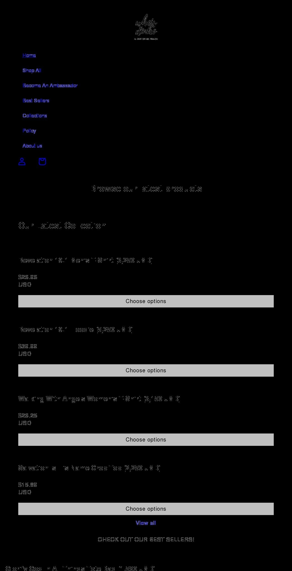 whosdinho.com shopify website screenshot