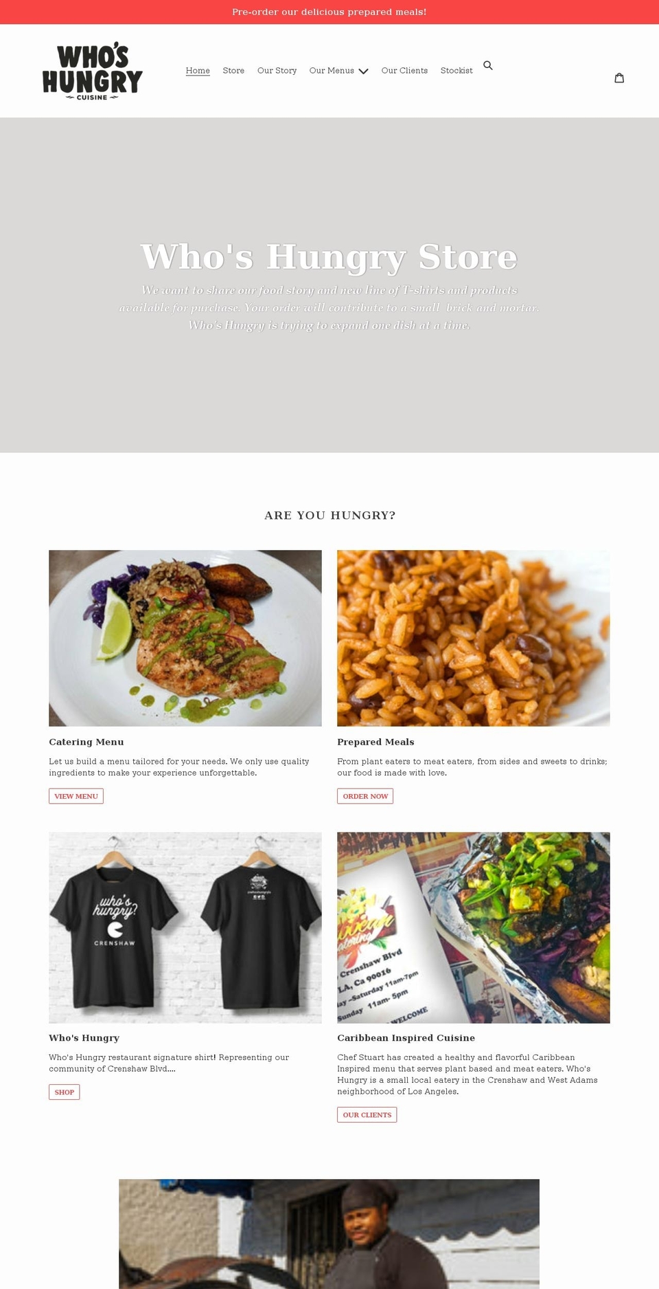whoshungrycatering.com shopify website screenshot
