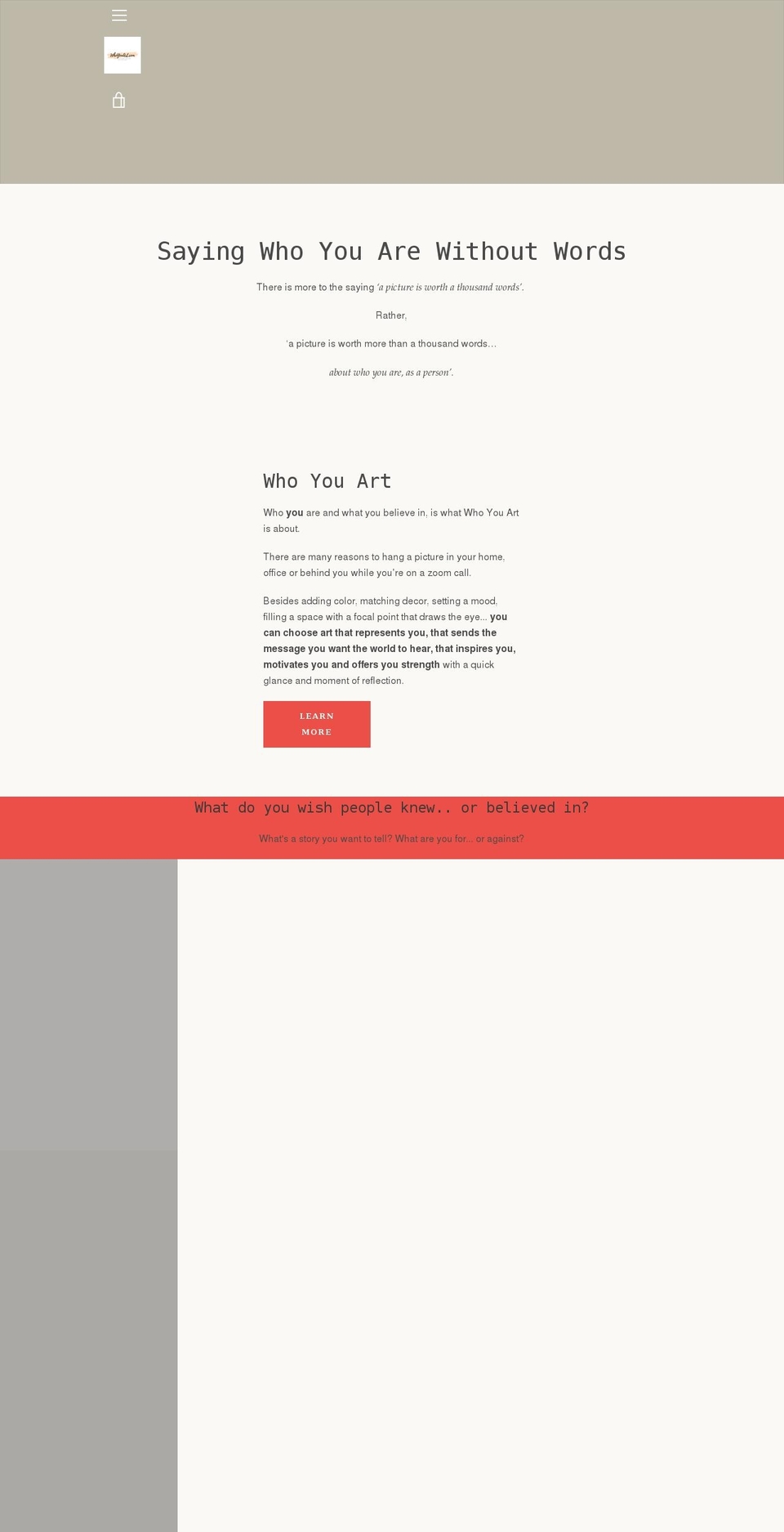 whoyouart.com shopify website screenshot