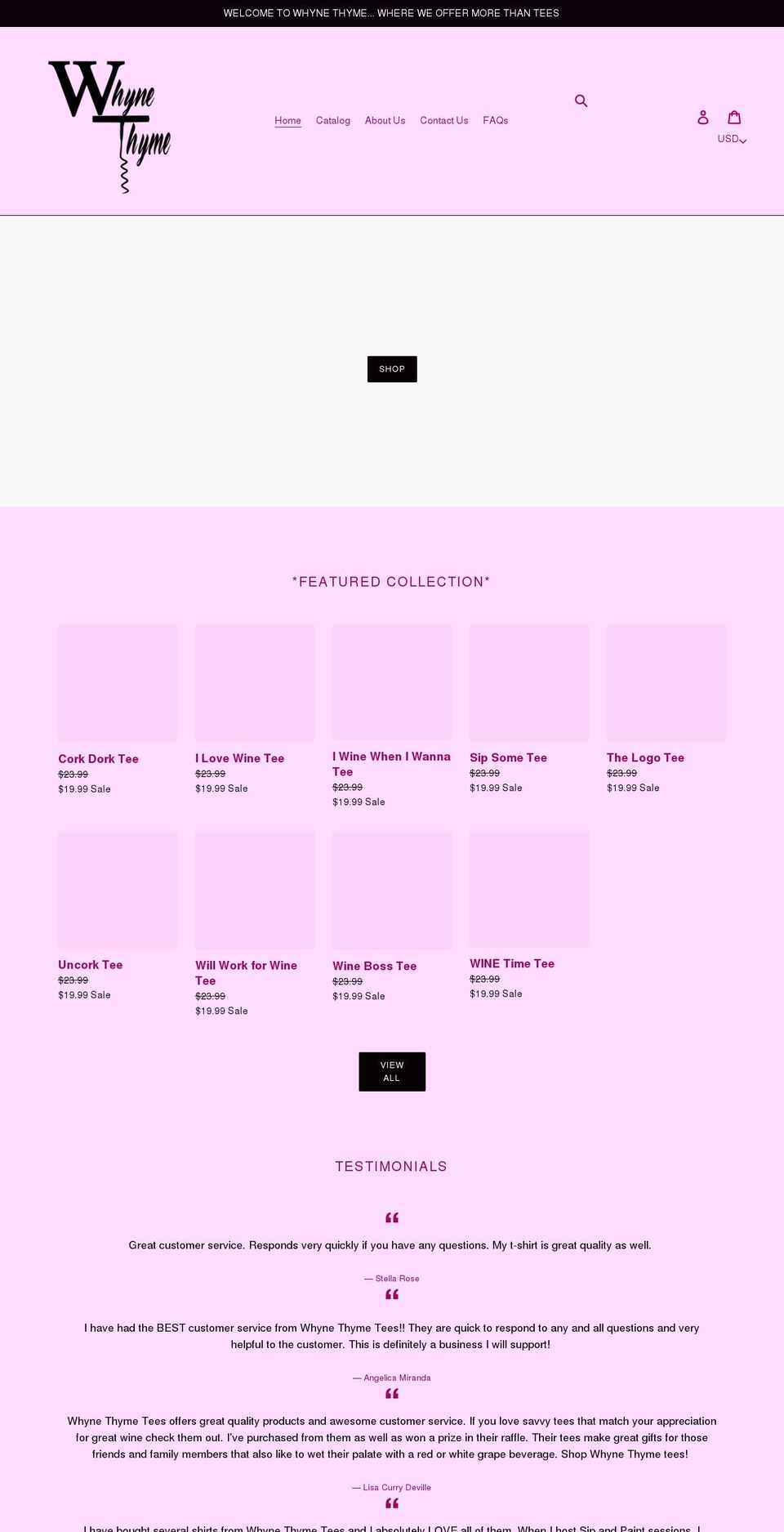 whynethymetees.com shopify website screenshot