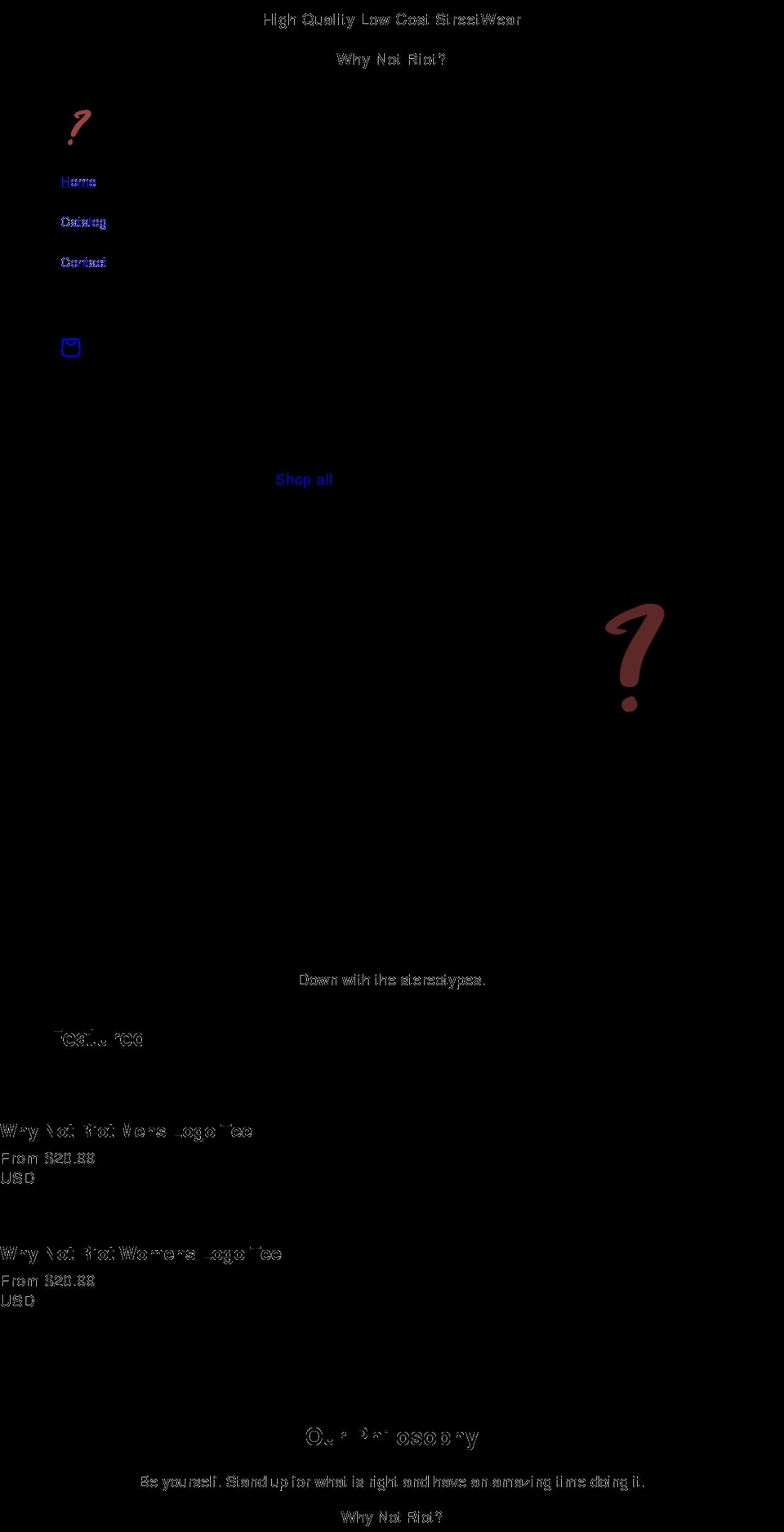 whynotriot.com shopify website screenshot