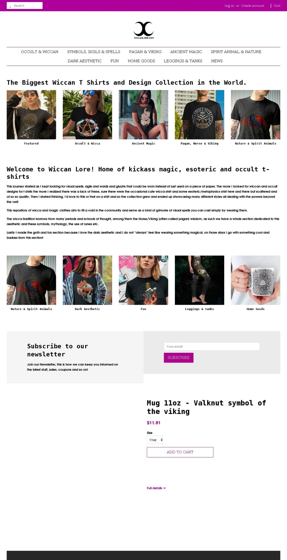 wiccanlore.com shopify website screenshot