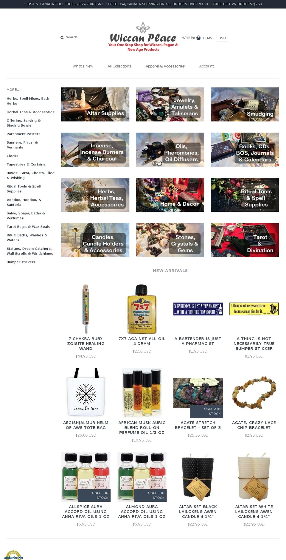 wiccanplace.com shopify website screenshot