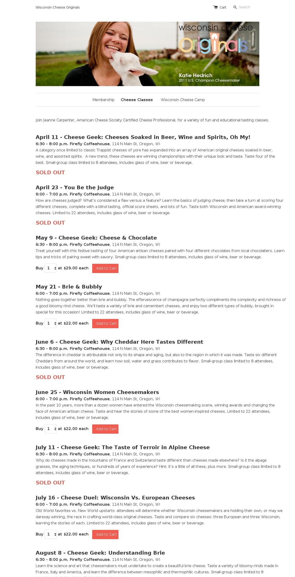 wicheeseclass.com shopify website screenshot