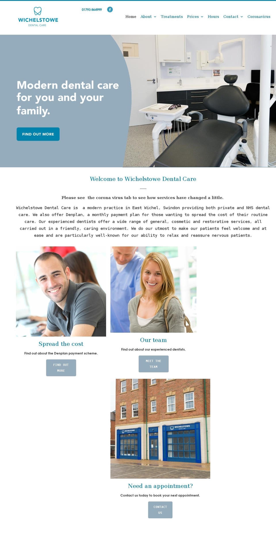 wichelstowedentalcare.co.uk shopify website screenshot