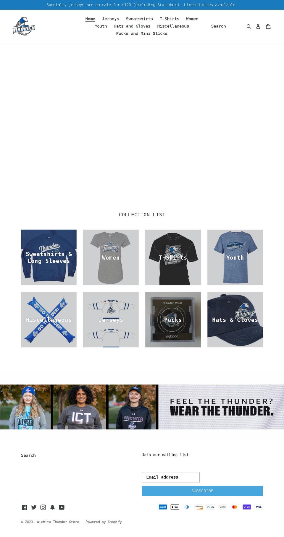 wichitathunderstore.com shopify website screenshot