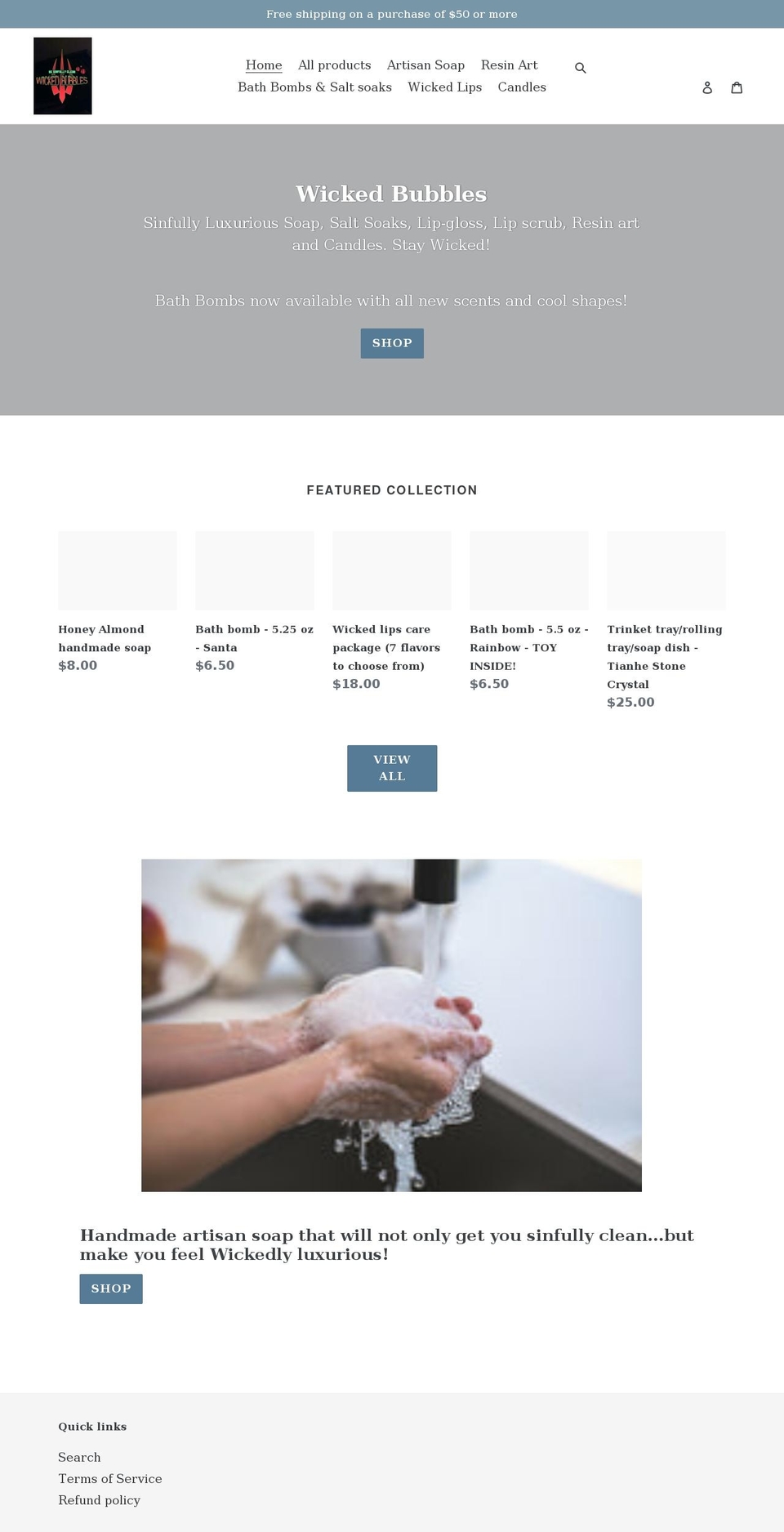 wicked-bubbles.com shopify website screenshot
