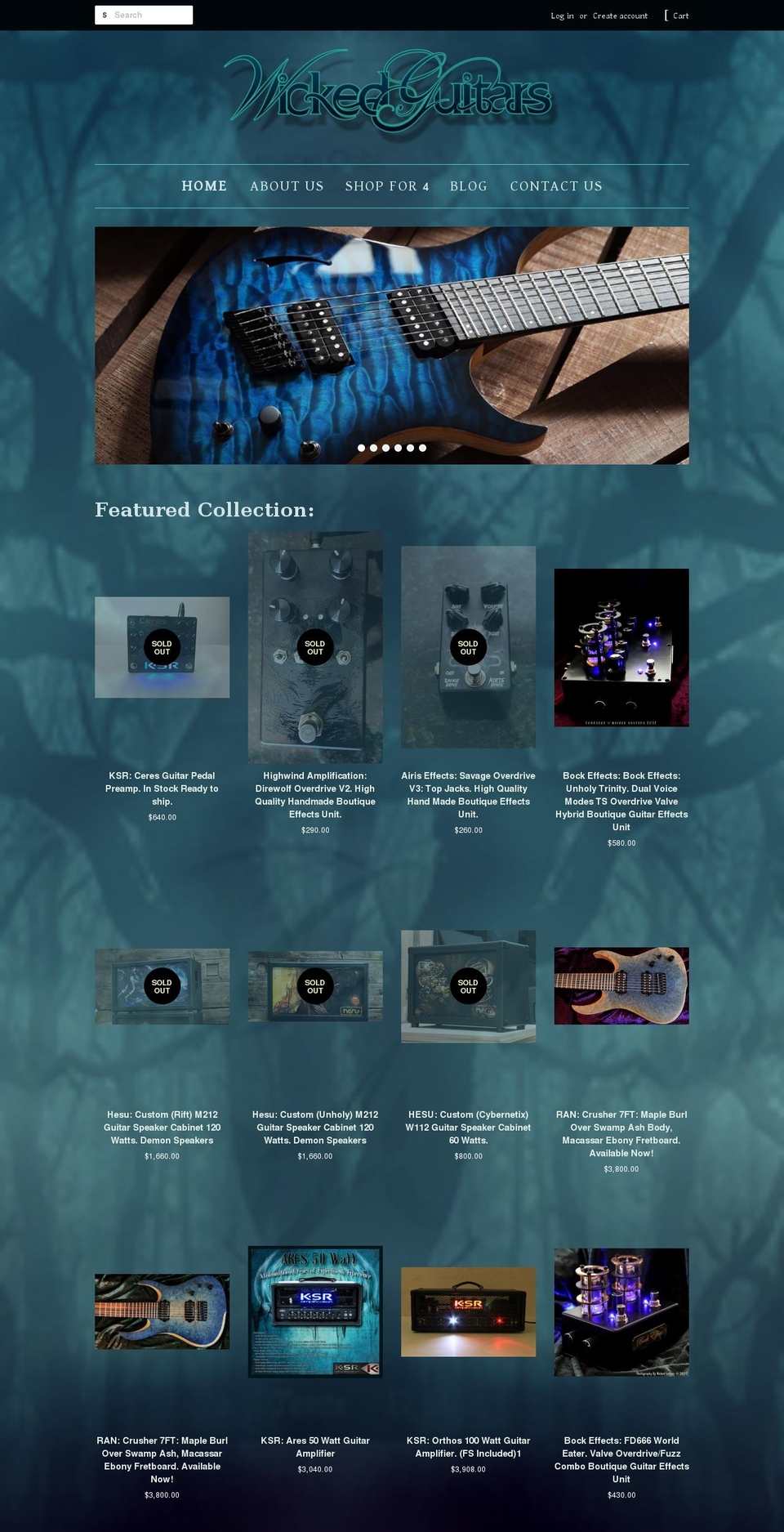 wicked-guitars.com.au shopify website screenshot