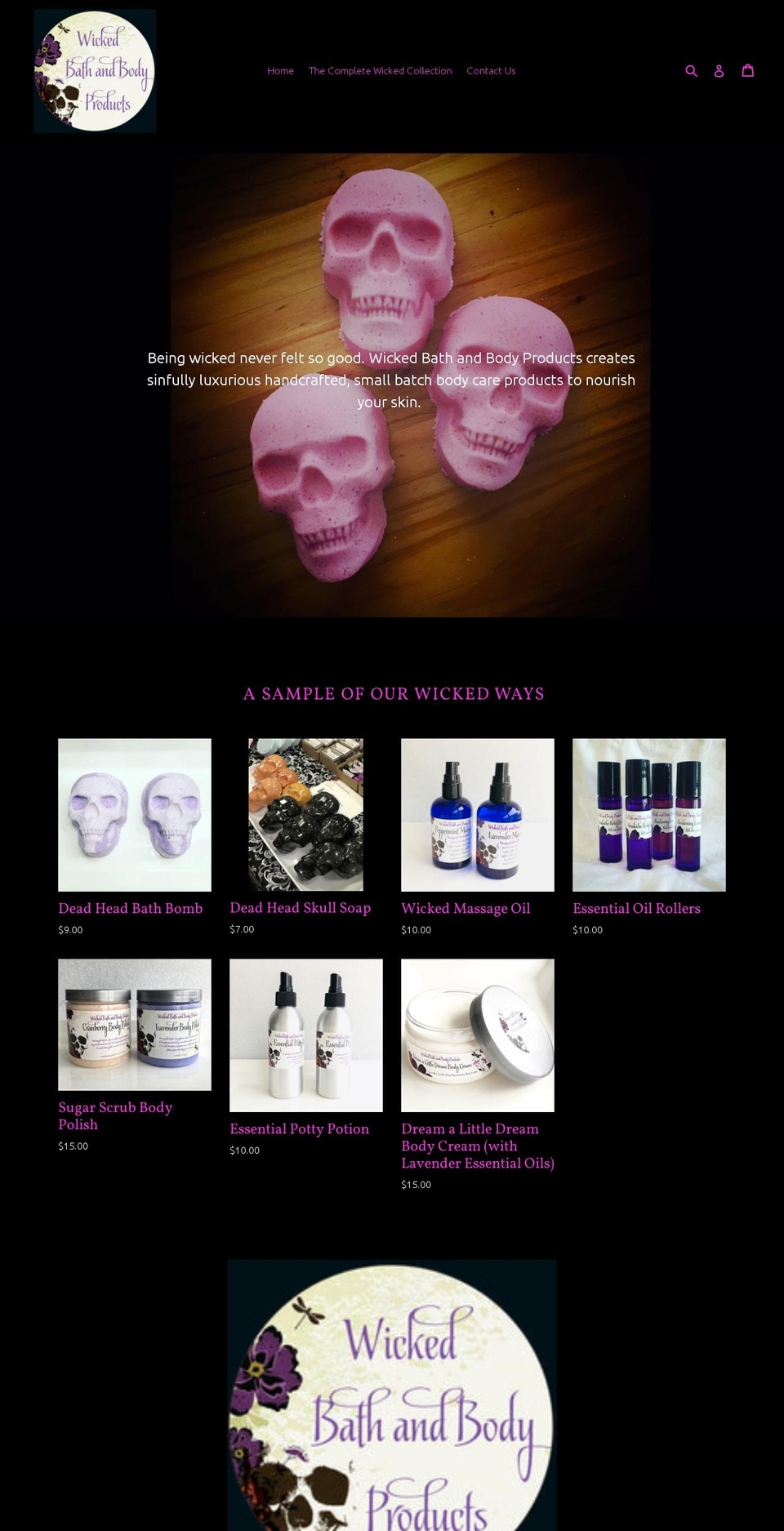 wickedbathandbodyproducts.com shopify website screenshot