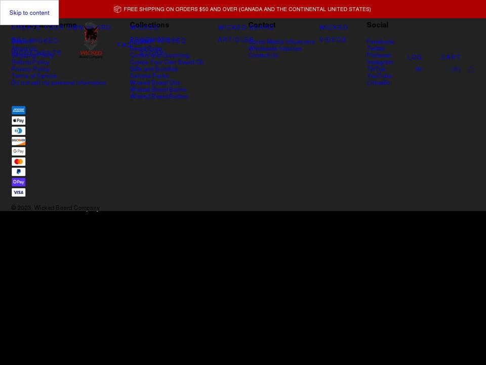 wickedbeardcompany.com shopify website screenshot