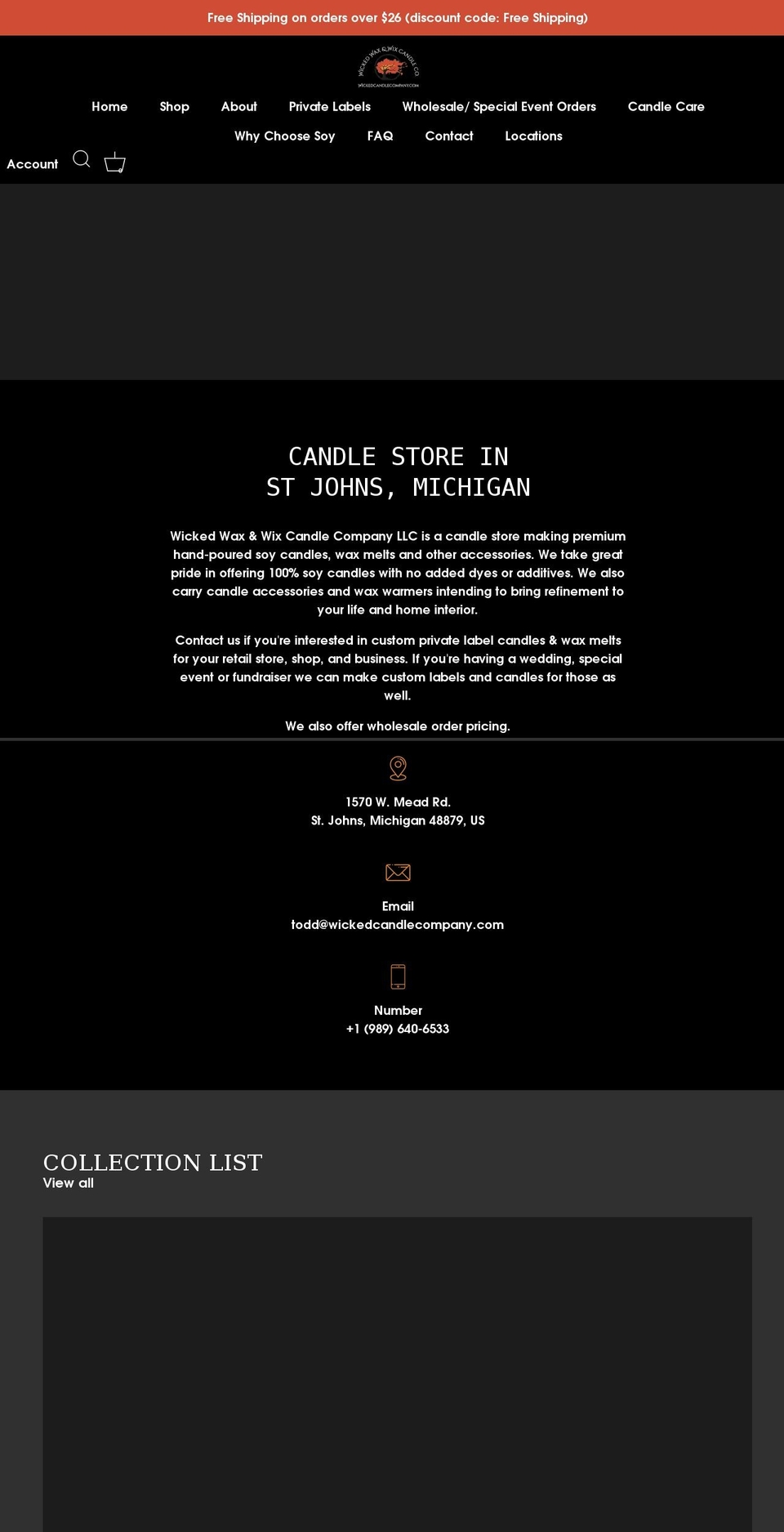 wickedcandlecompany.com shopify website screenshot