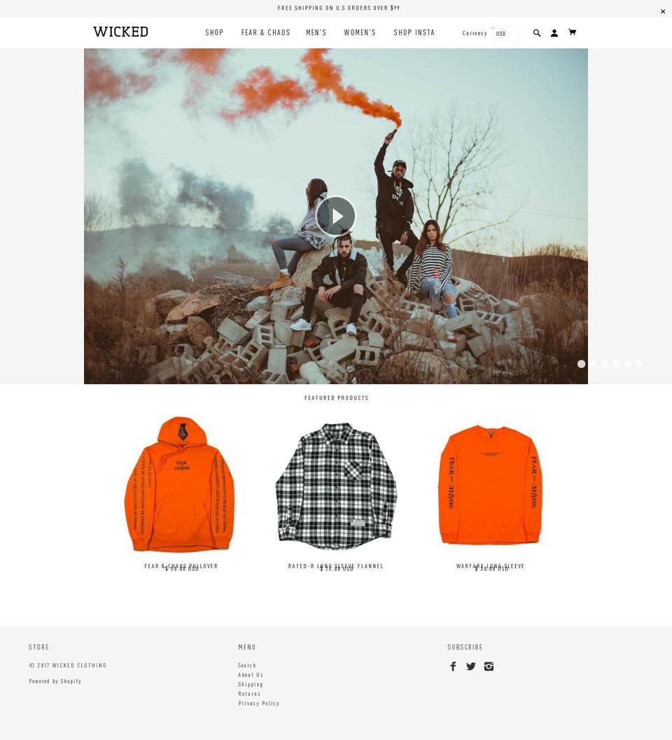 WICKED Shopify theme site example wickedclothing.us