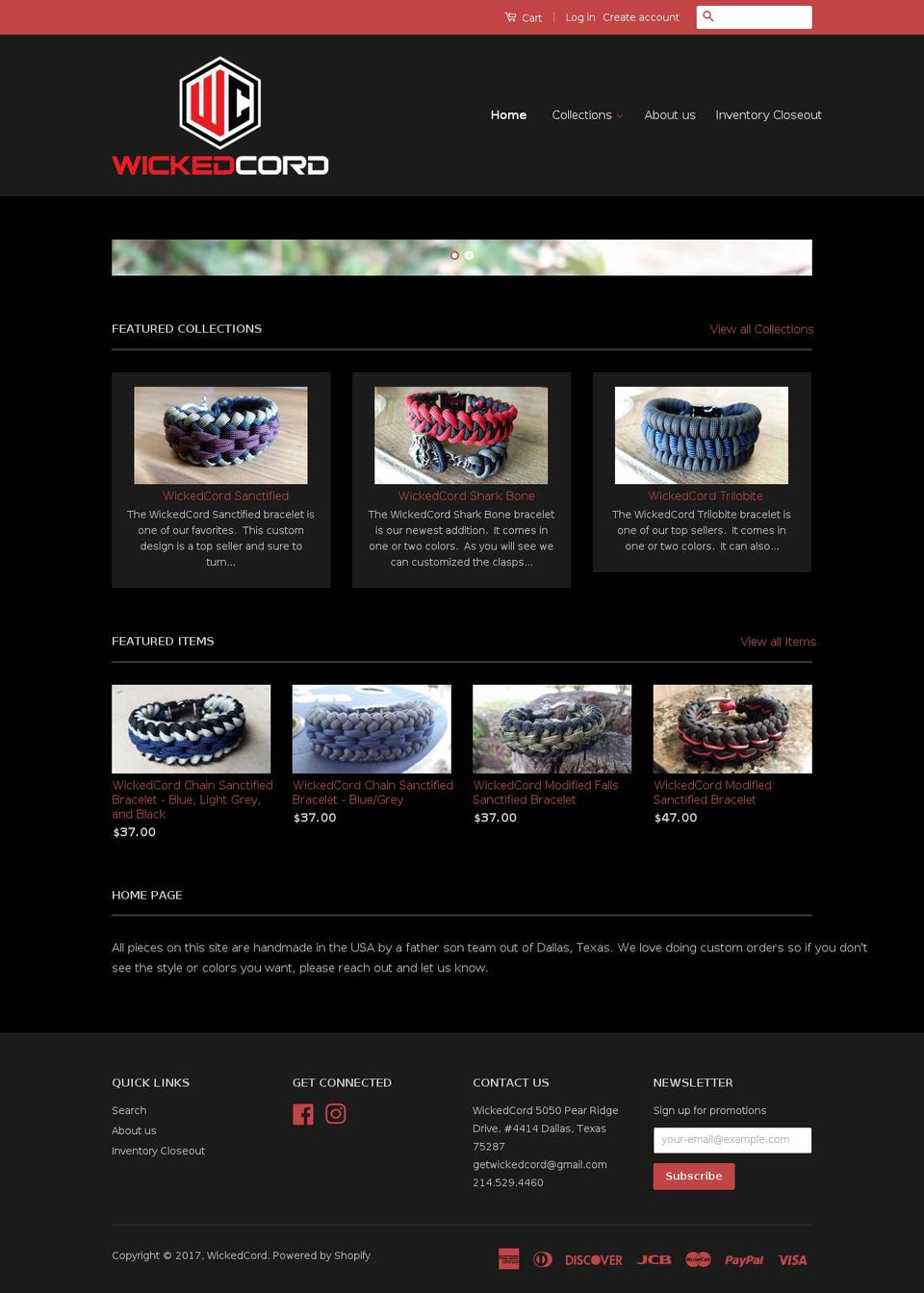 wickedcord.com shopify website screenshot