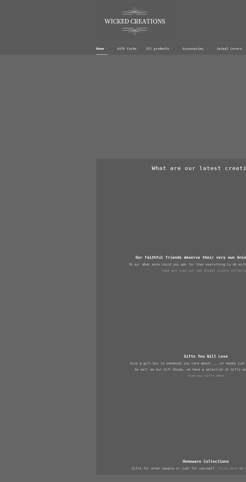 wickedcreationsstore.co.uk shopify website screenshot