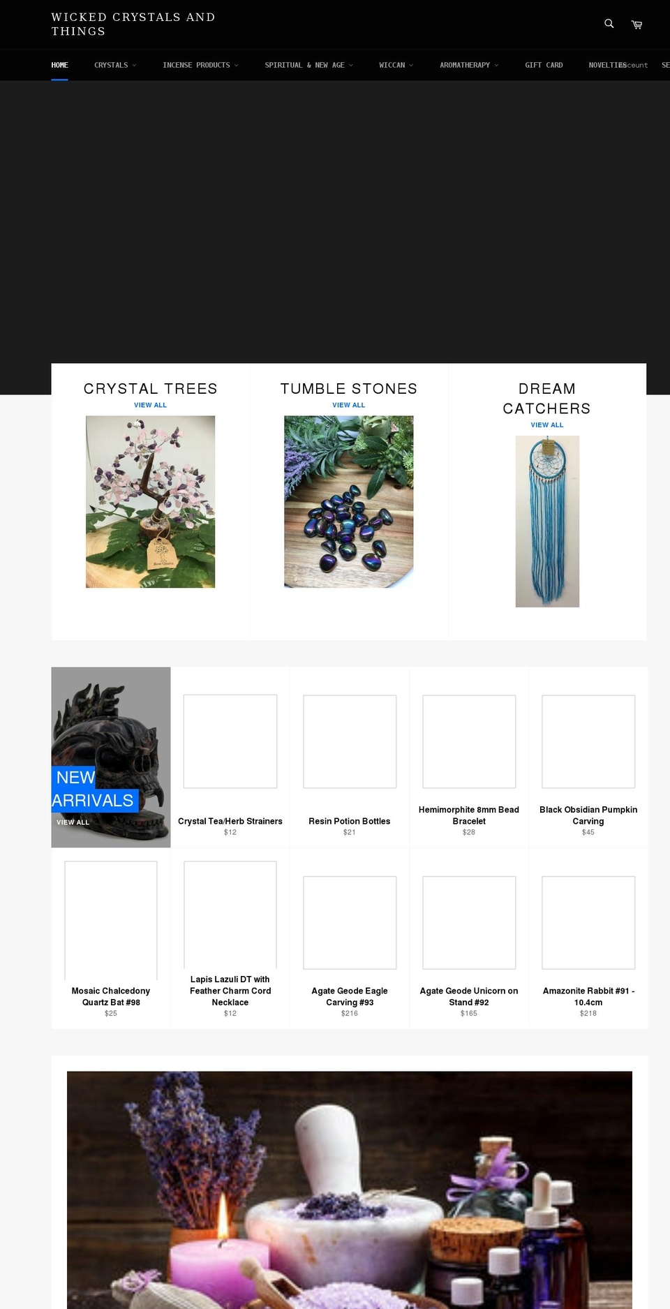 wickedcrystalsandthings.com.au shopify website screenshot