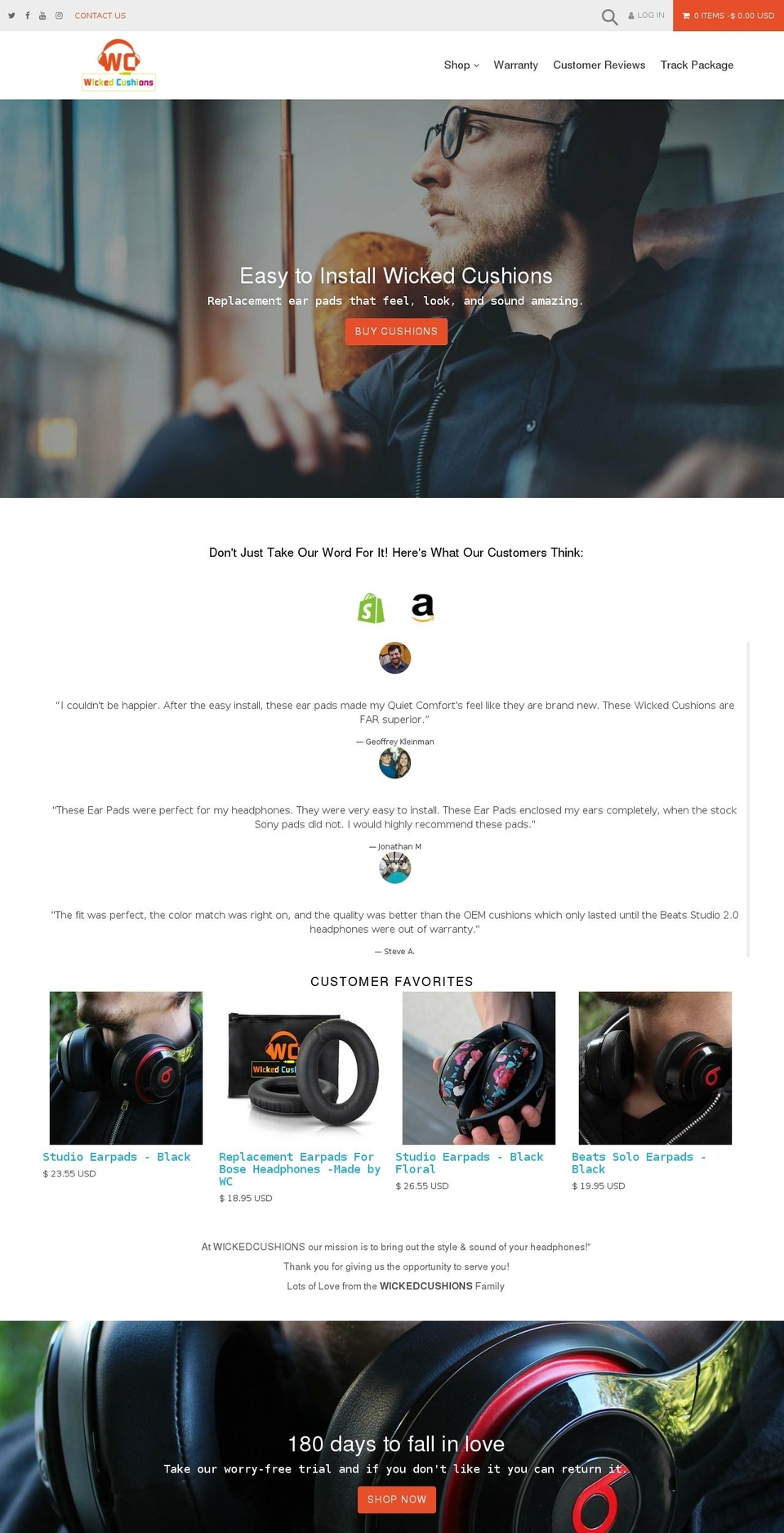 wickedcushions.com shopify website screenshot