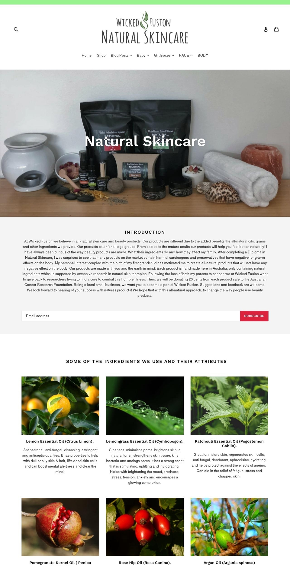 wickedfusionnaturalskincare.com.au shopify website screenshot