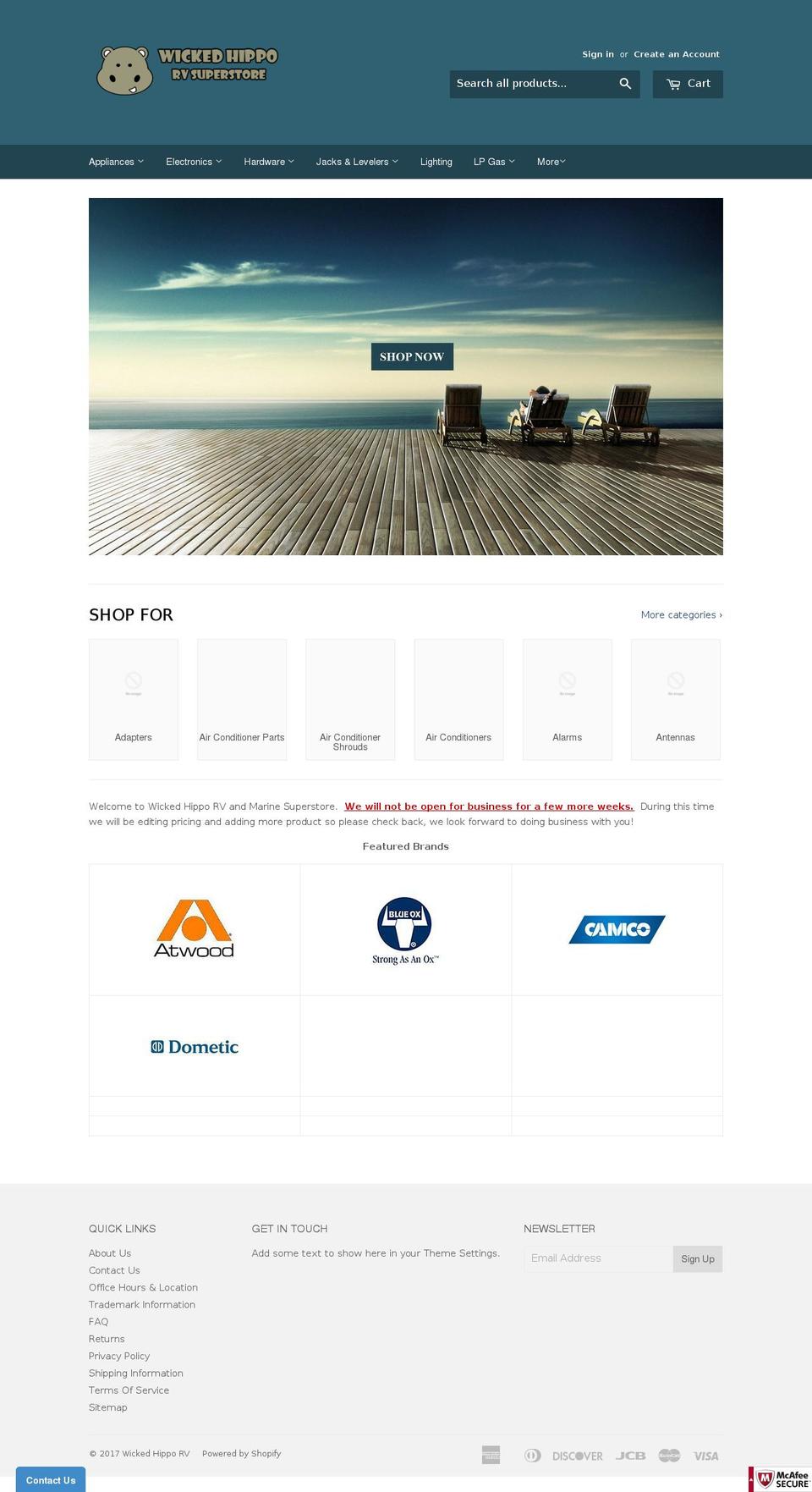 wickedhipporv.com shopify website screenshot