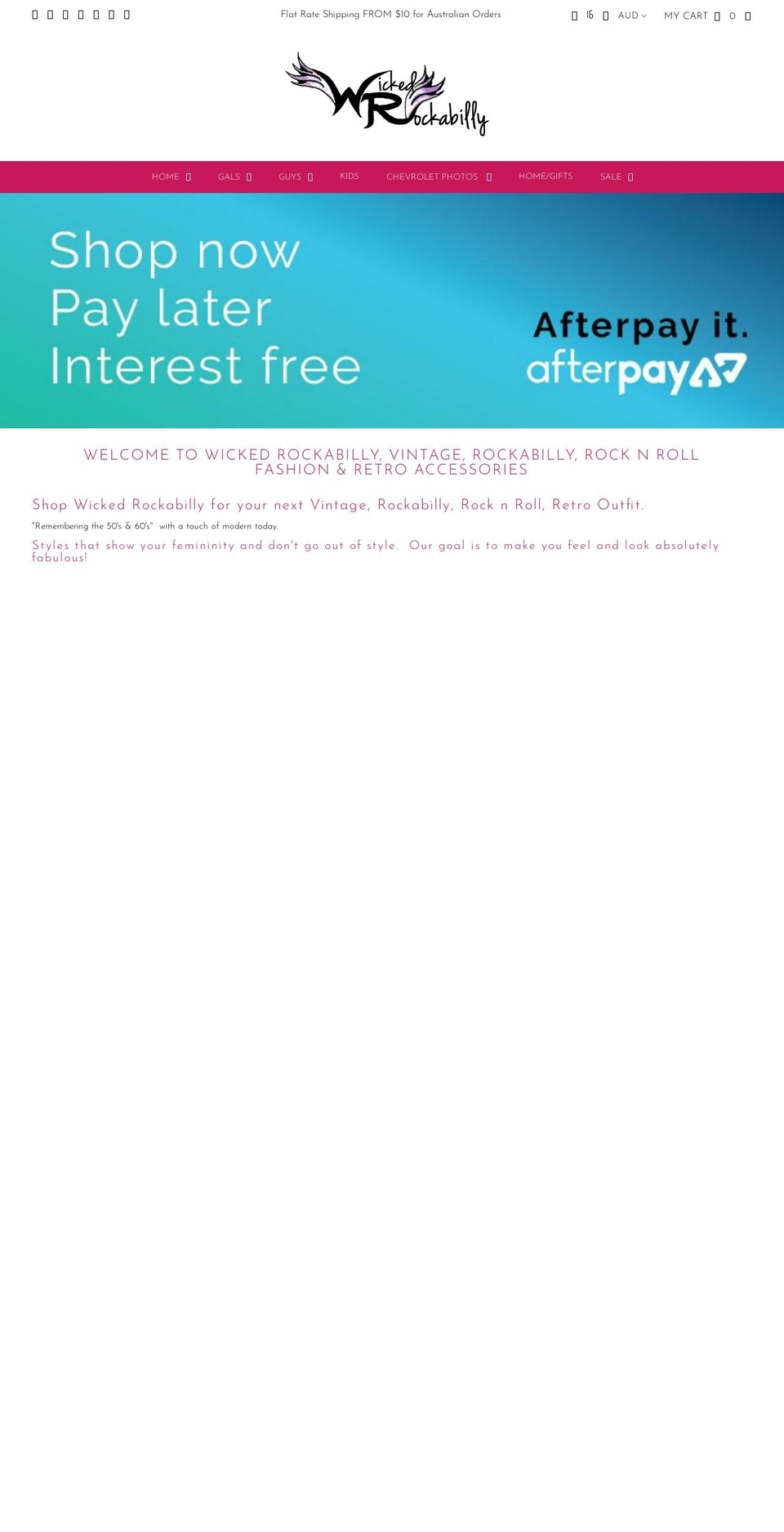 wickedrockabilly.com.au shopify website screenshot