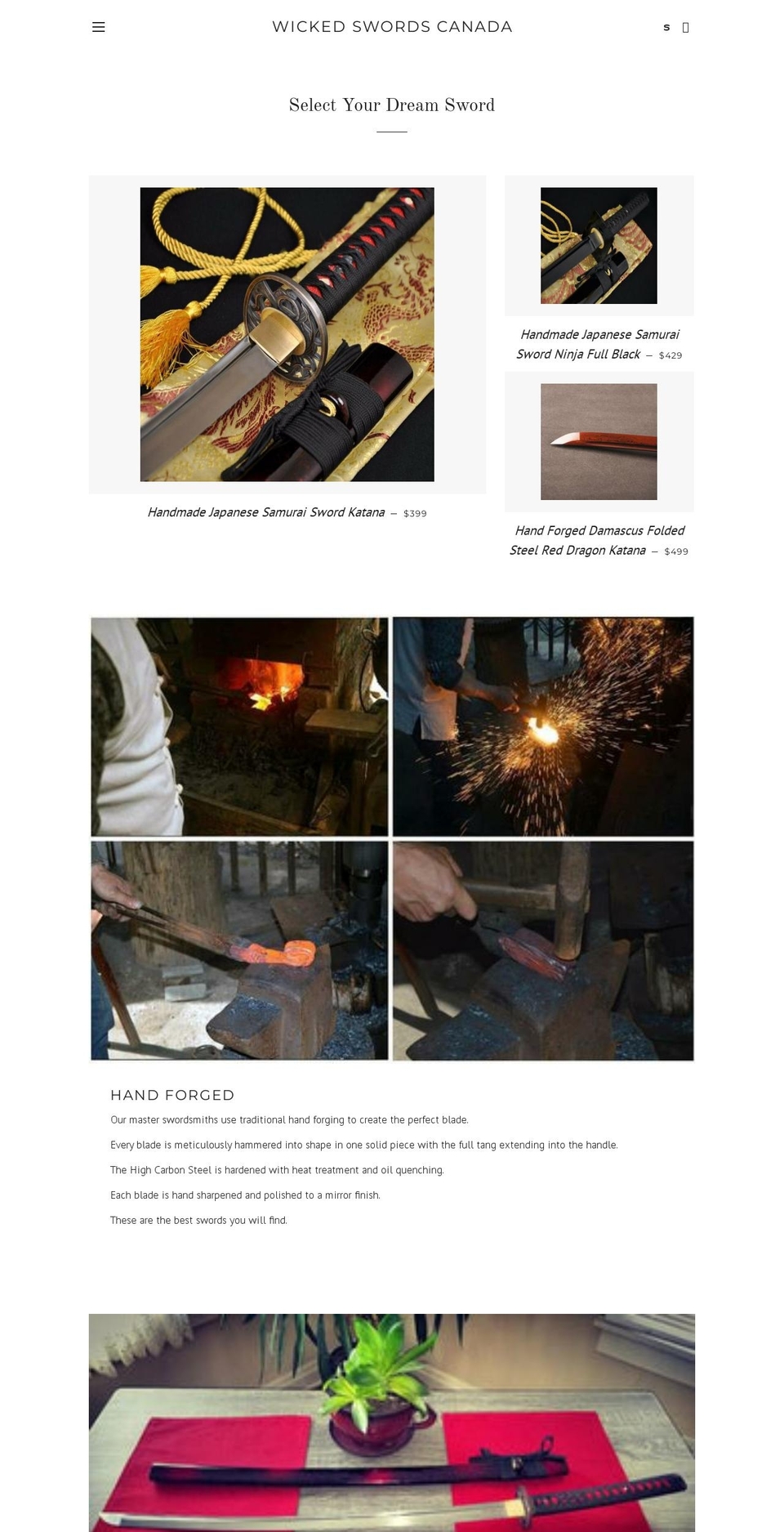 wickedswordscanada.com shopify website screenshot