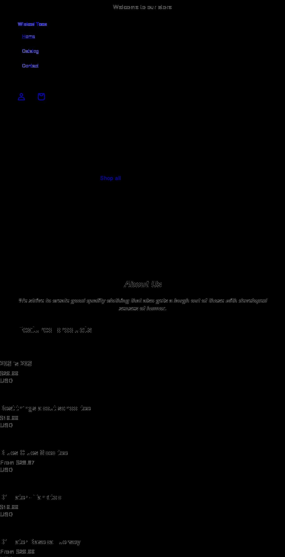 wickedtees.net shopify website screenshot